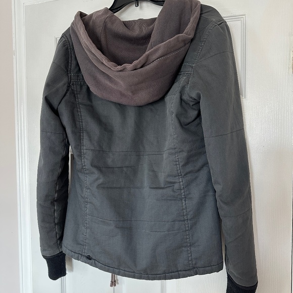 RARE Y2K Vintage Billabong Gray Hooded Utility Jacket Women's Large - Picture 3 of 7